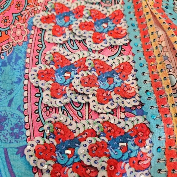 TRUE Colours Size L, XL Silk Long Kimono SequinCardigan Lightweight Pink Robe - Picture 8 of 16